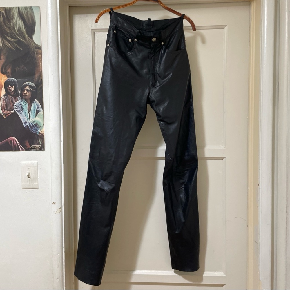 Roberto Cavalli Black Leather Jeans XS